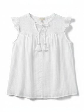 Jessica Simpson Juniors Size XS Ivory Ruffle Short Cap Sleeve Top